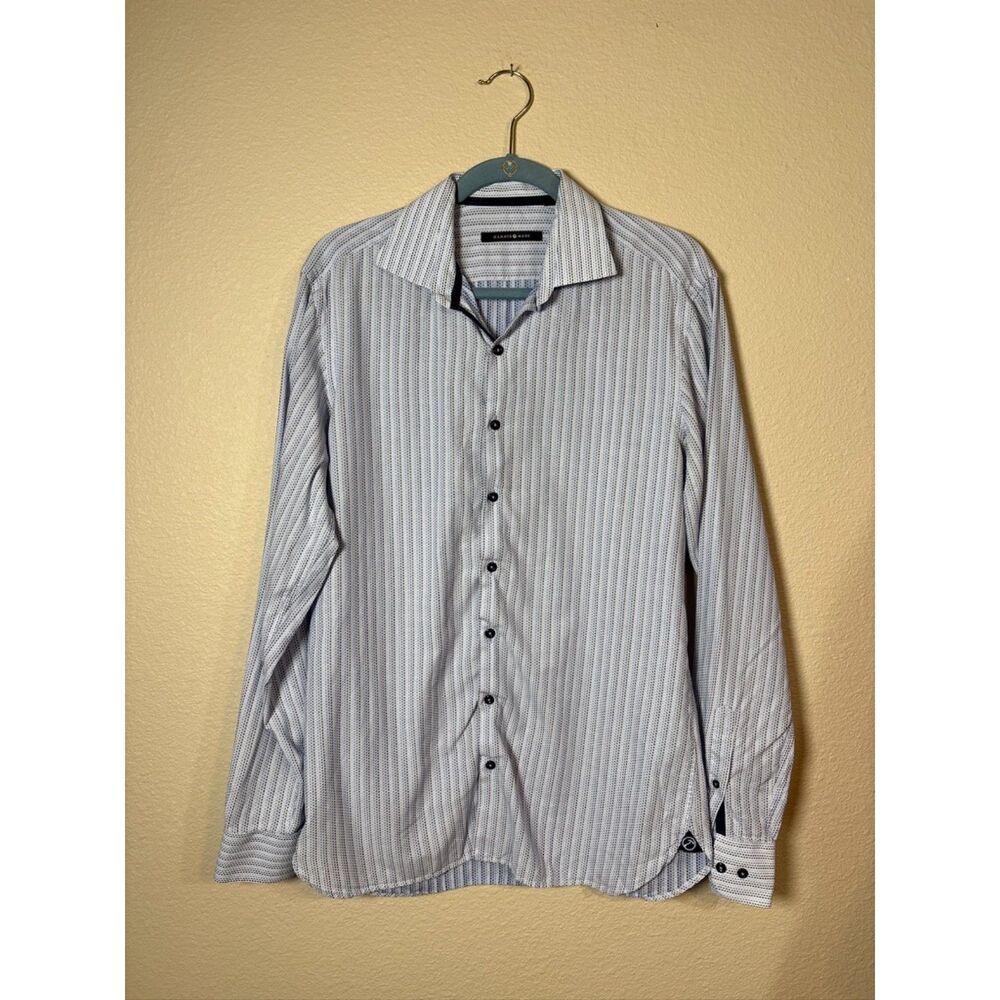 Hammer Made Tailored Fit Vertical Stripe Long Sleeve Dress Shirt Men Slim 41/16